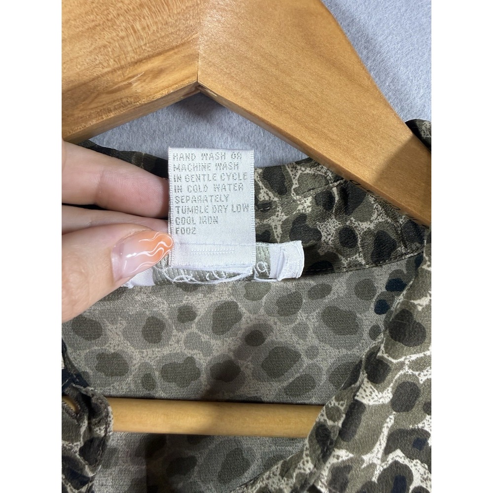 Vintage K Arnold Womens 100% Silk Leopard Print Long Sleeve Button Shirt Layer - Picture 3 of 8